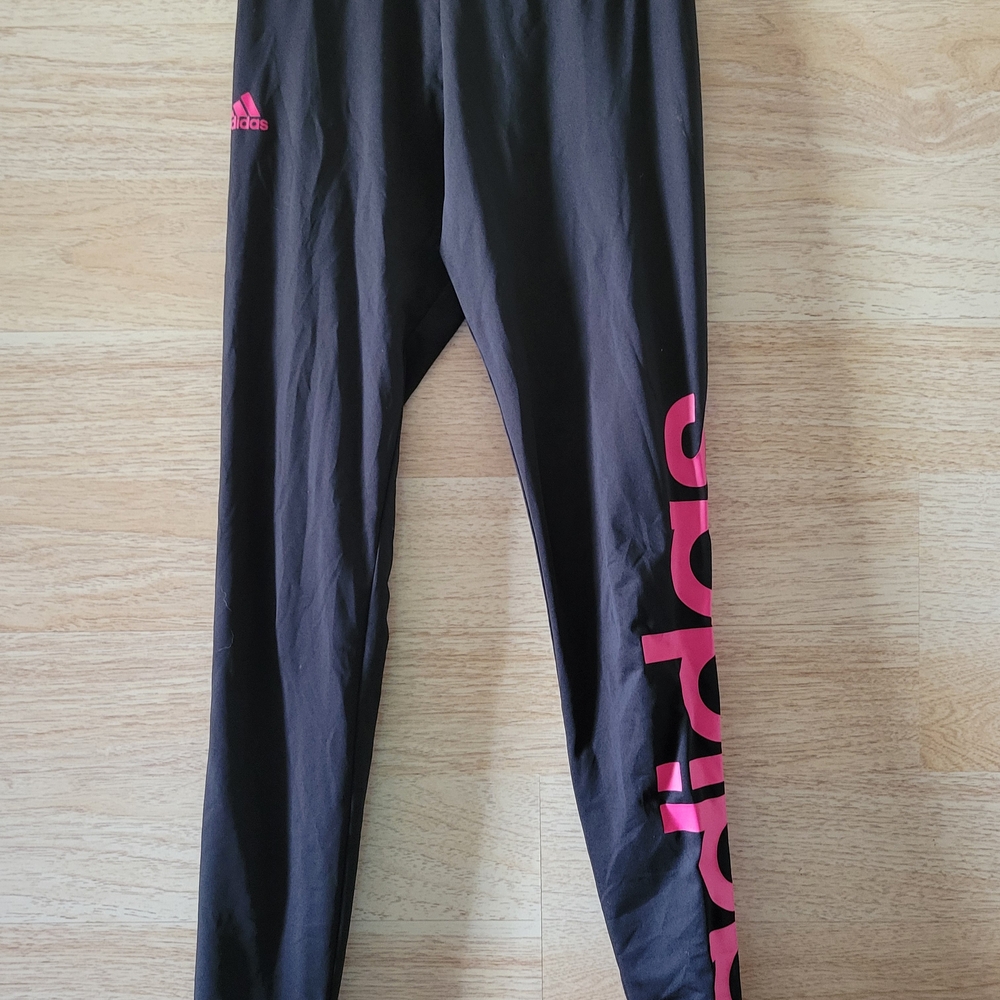 Adidas Kids Leggings Black with Pink Accents